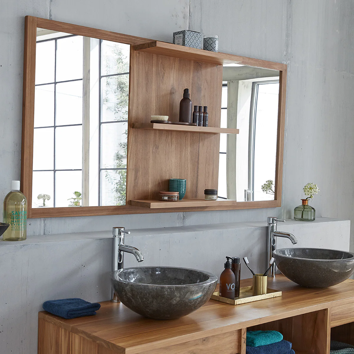Miroir en teck massif rectangulaire 160x80 cm - Image 4