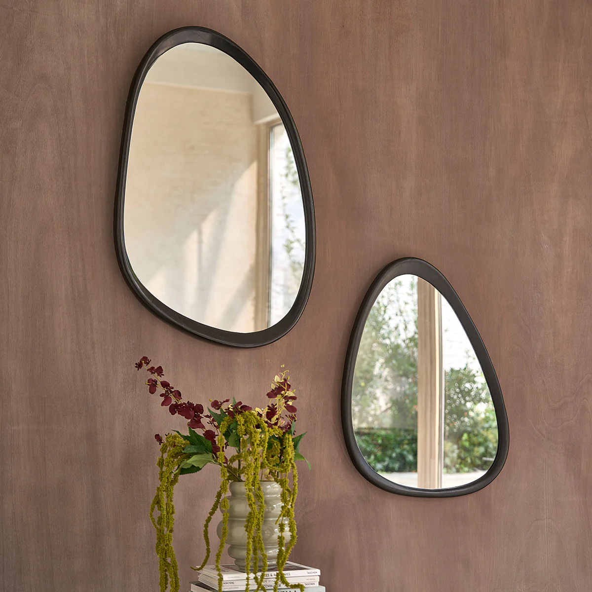Miroir organique en bois de mindi noir 75x60 cm - Image 6