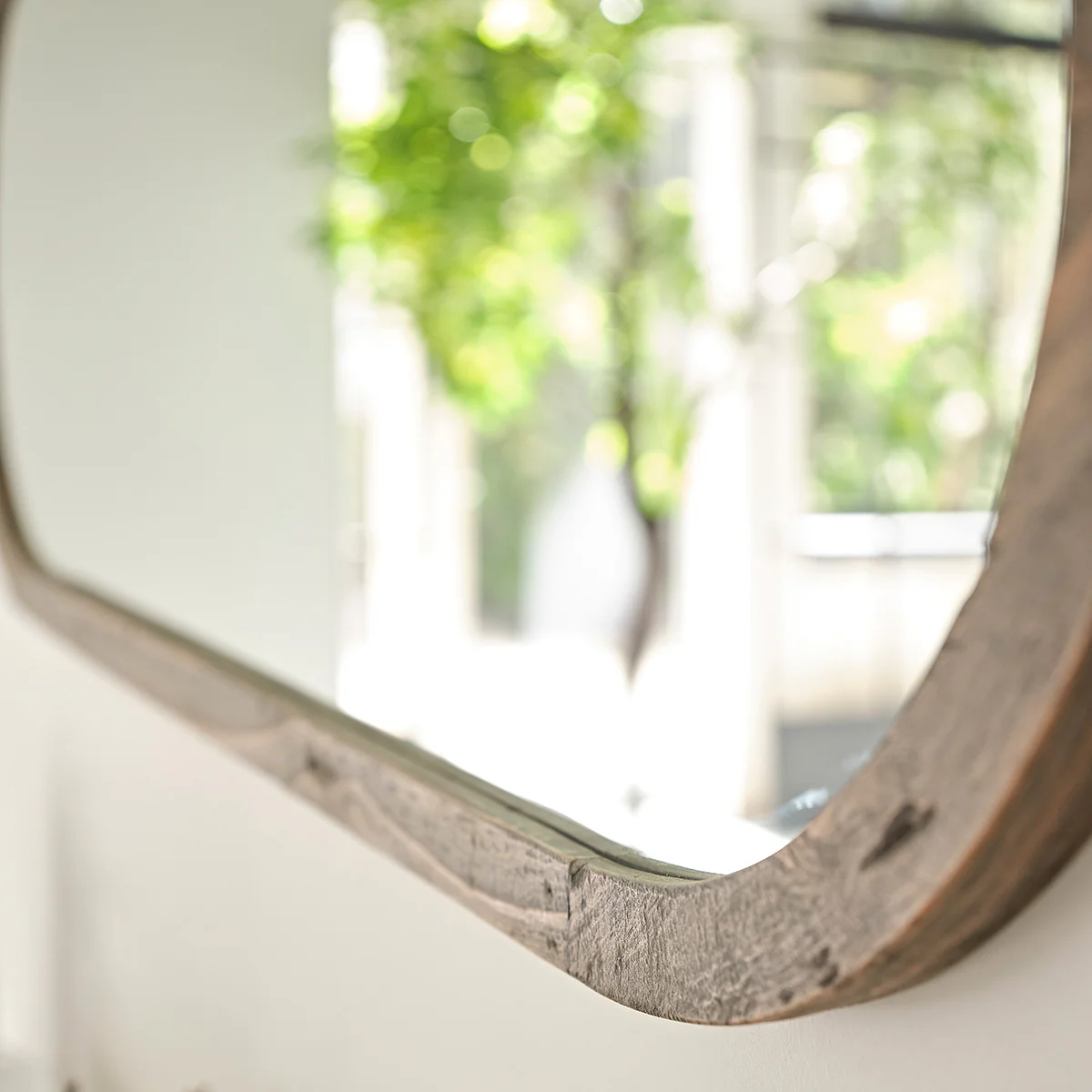 Miroir en bois recyclé massif oval 140x50 cm - Image 4