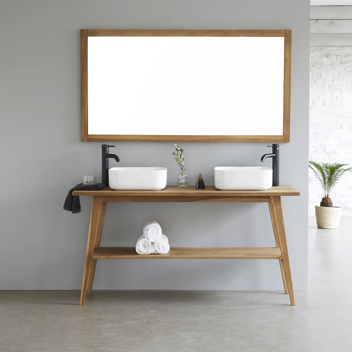 Miroir en teck massif rectangulaire 150x80 cm - Image 4