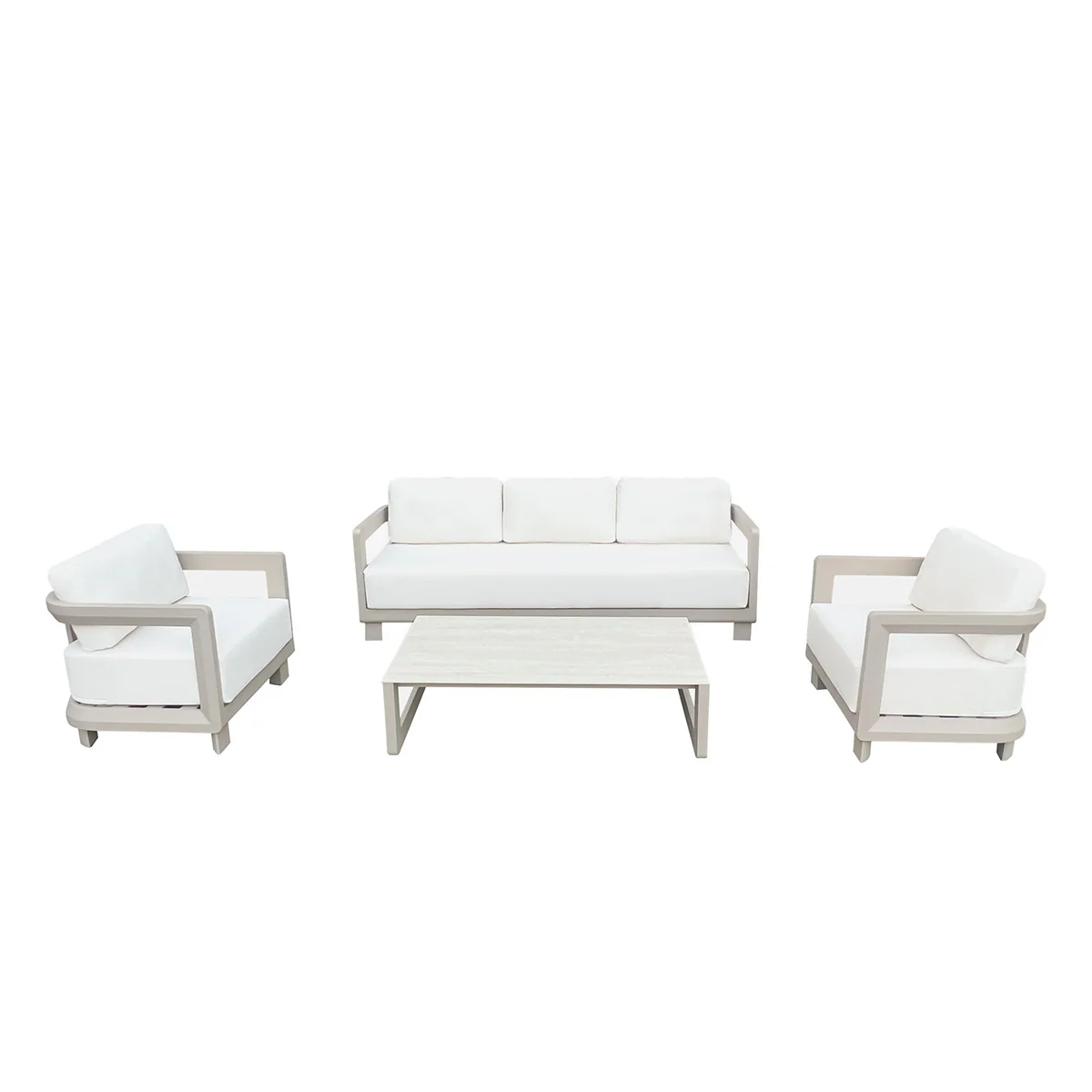 Salon de jardin bas en aluminium taupe 5 pers. - Image 2