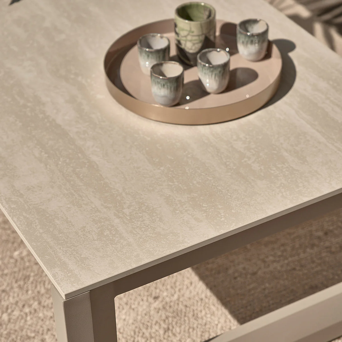Salon de jardin bas en aluminium taupe 5 pers. - Image 6