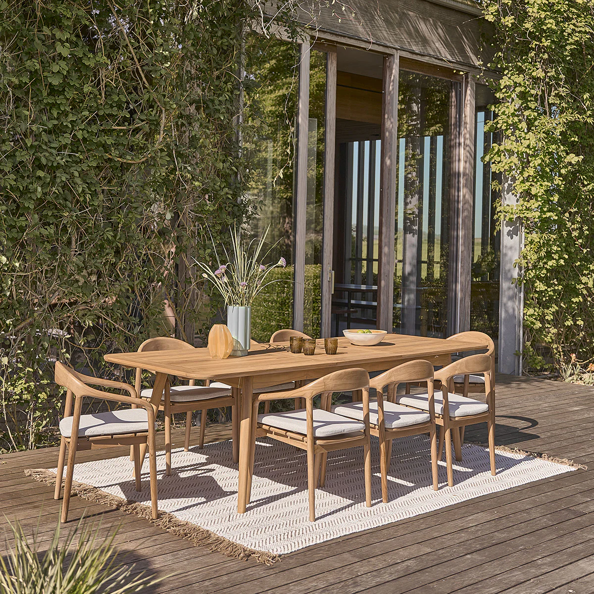 Salon de jardin en teck massif extensible 6/8 pers. - Image 9