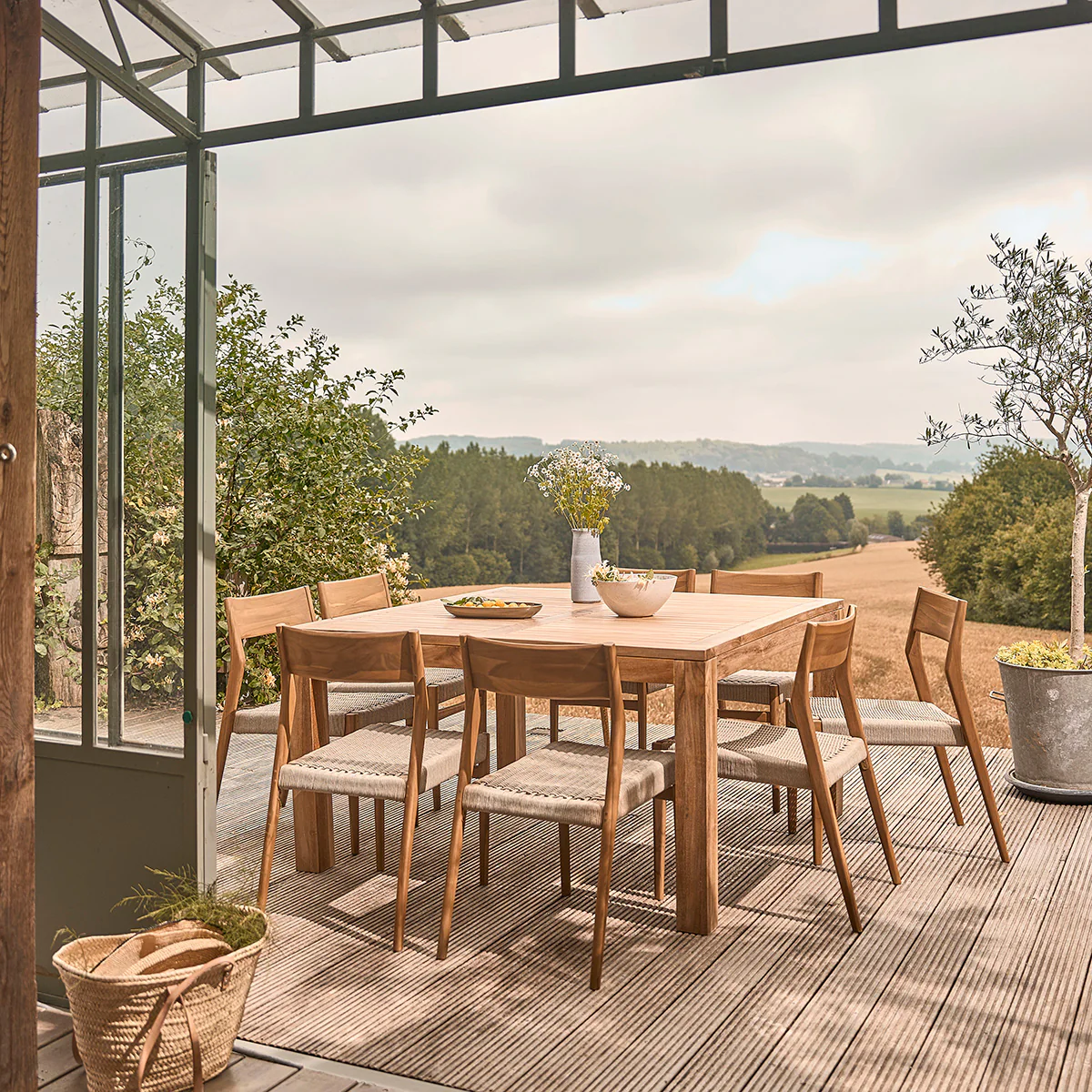 Salon de jardin en teck massif 8 pers. - Image 7