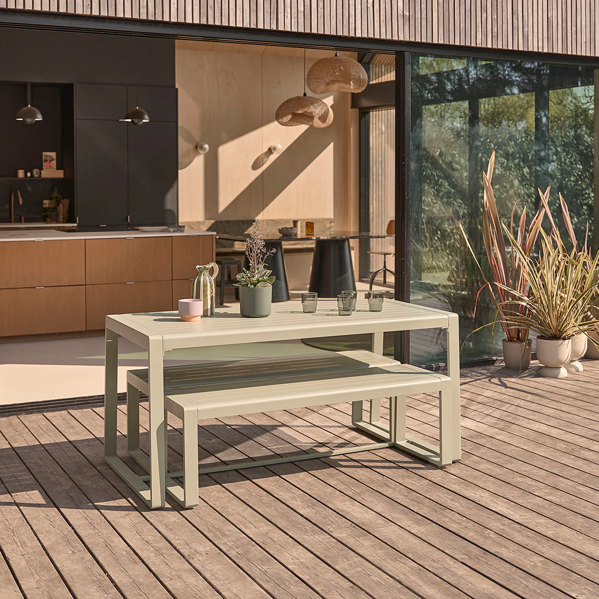 Salon de jardin en aluminium vert 4/6 pers. - Image 7