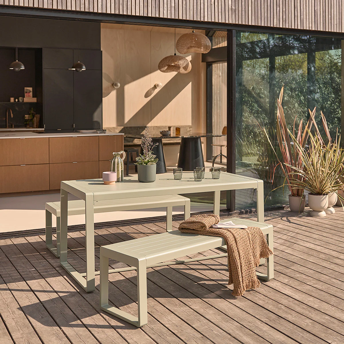 Salon de jardin en aluminium vert 4/6 pers. - Image 8