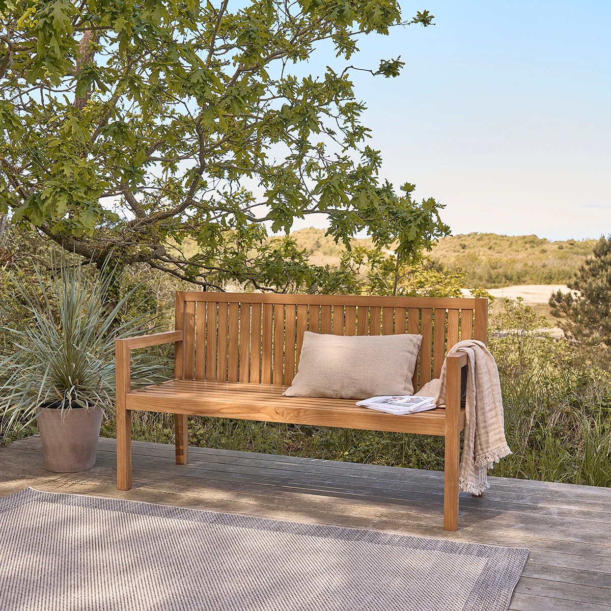 Banc de jardin en teck massif 160 cm - Image 3