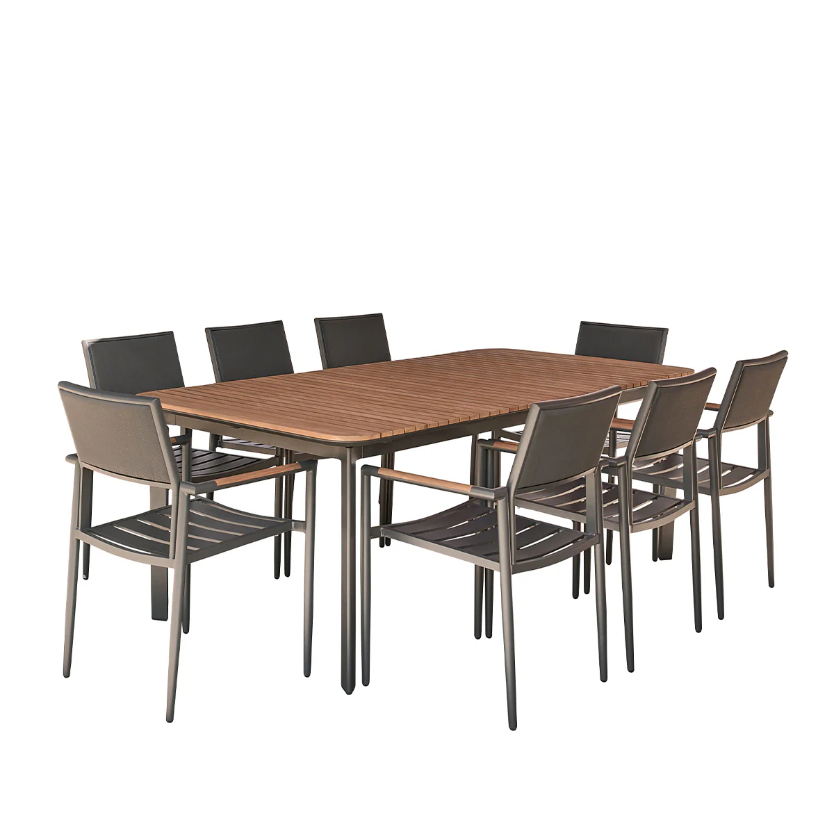 Salon de jardin en teck massif et aluminium 6/8 pers. - Image 2