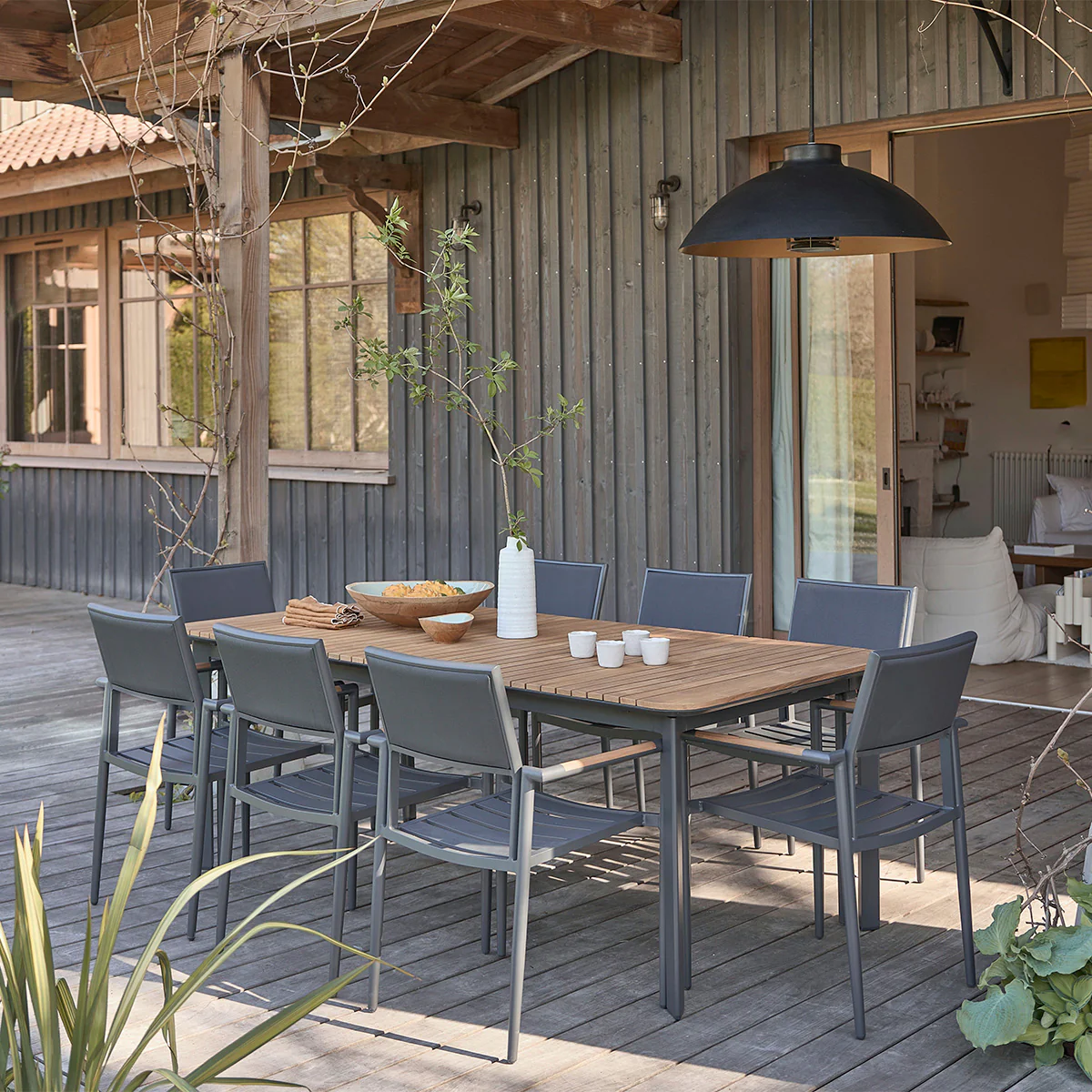 Salon de jardin en teck massif et aluminium 6/8 pers. - Image 7