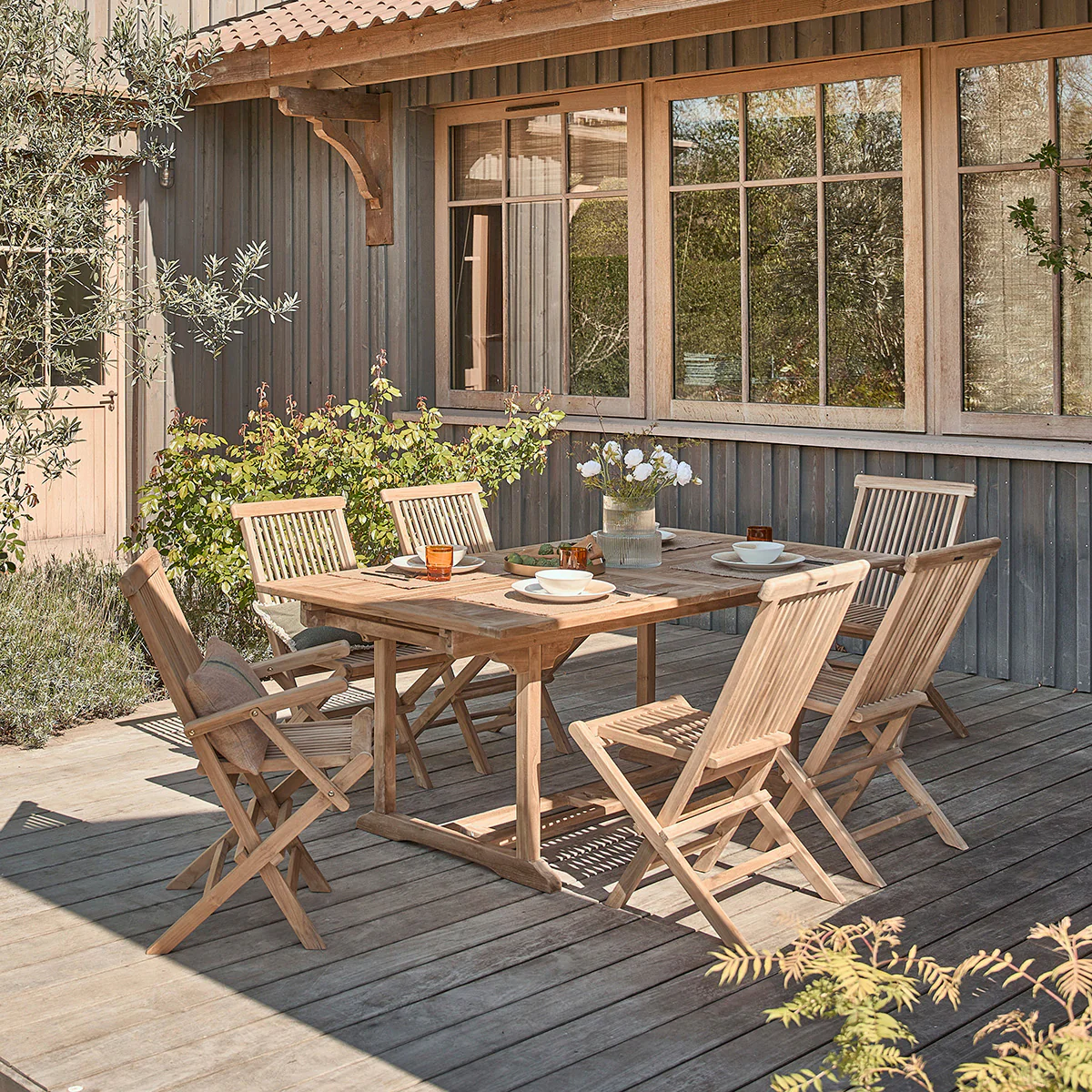 Salon de jardin en teck massif extensible 8/10 pers. - Image 3