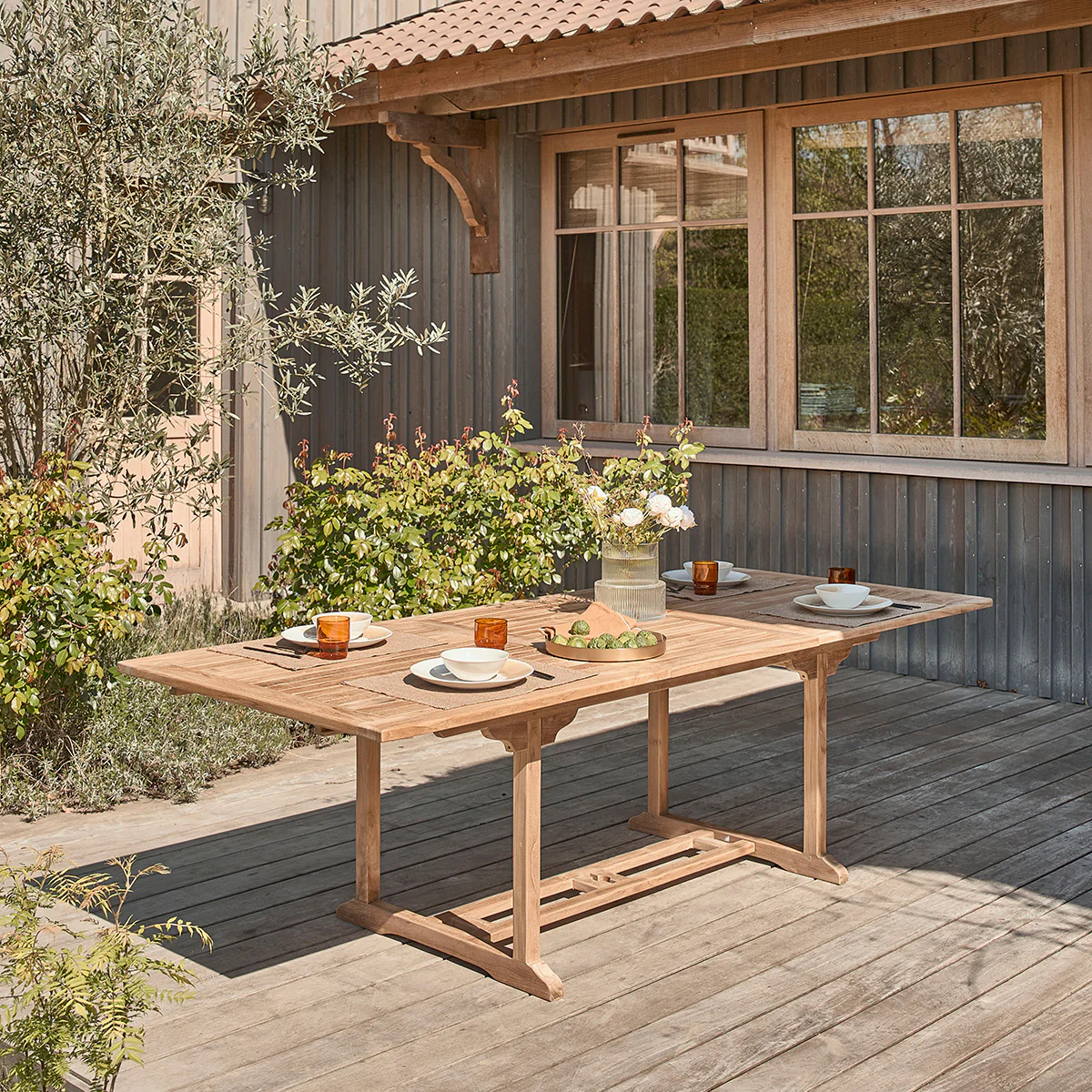 Salon de jardin en teck massif extensible 8/10 pers. - Image 8