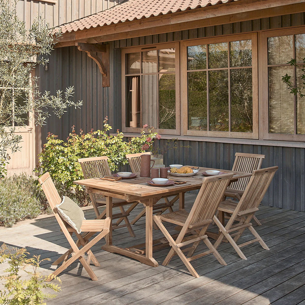 Salon de jardin en teck massif extensible 8/10 pers. - Image 3