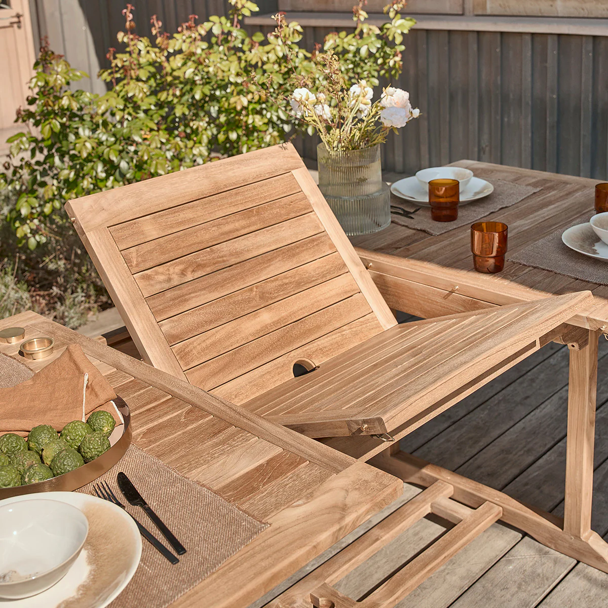 Salon de jardin en teck massif extensible 8/10 pers. - Image 5