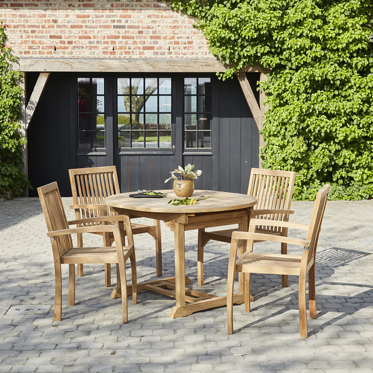 Salon de jardin extensible en teck 4/6 pers. - Image 3