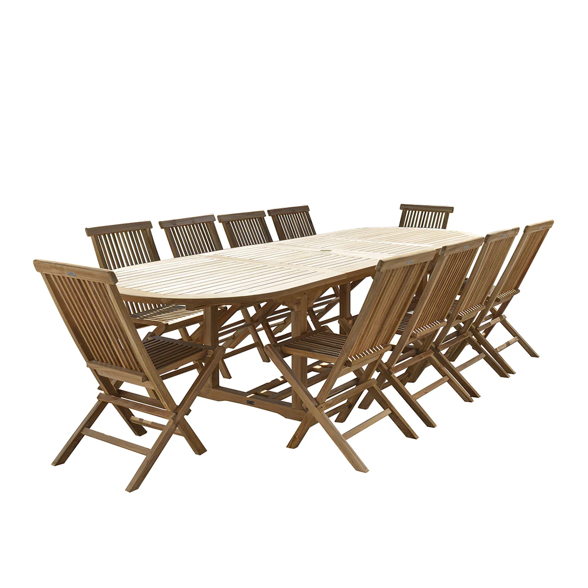Salon de jardin en teck massif extensible 8/12 pers. - Image 2
