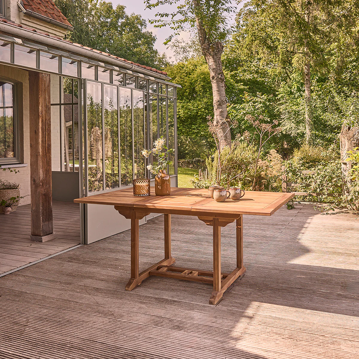 Salon de jardin en teck huilé massif extensible 4/8 pers. - Image 6