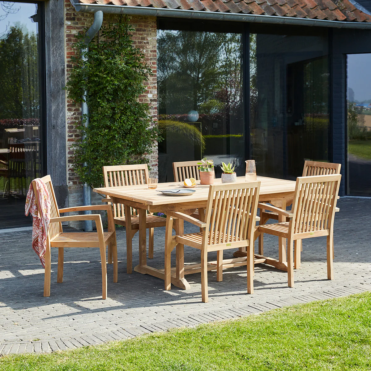 Salon de jardin en teck massif extensible 8/10 pers. - Image 3