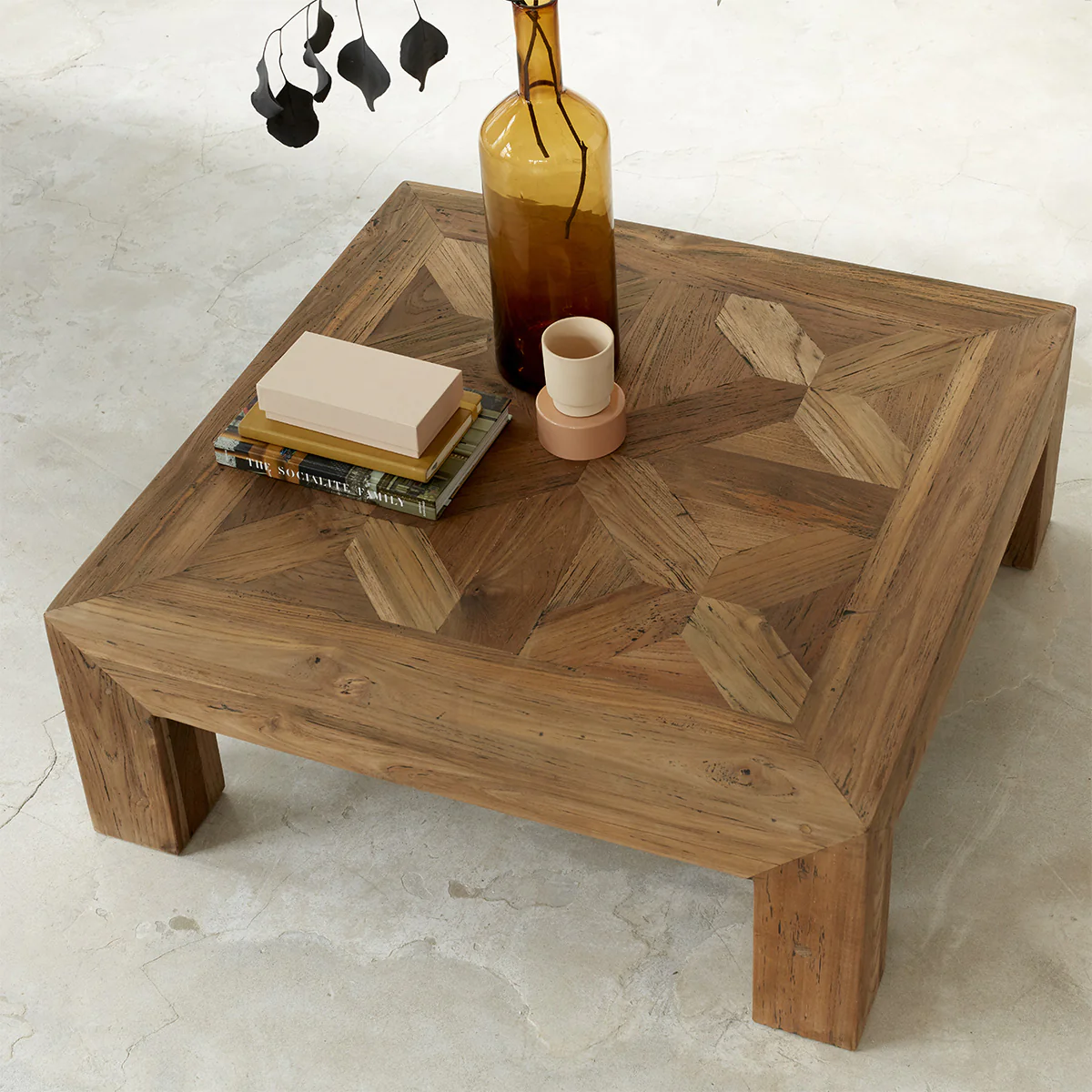 Table basse en teck massif recyclé 80 cm - Image 3