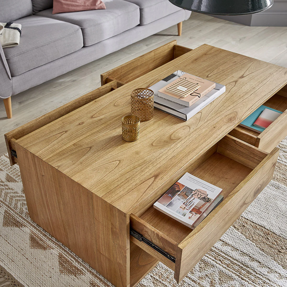 Table basse en mindi massif 140 cm - Image 6