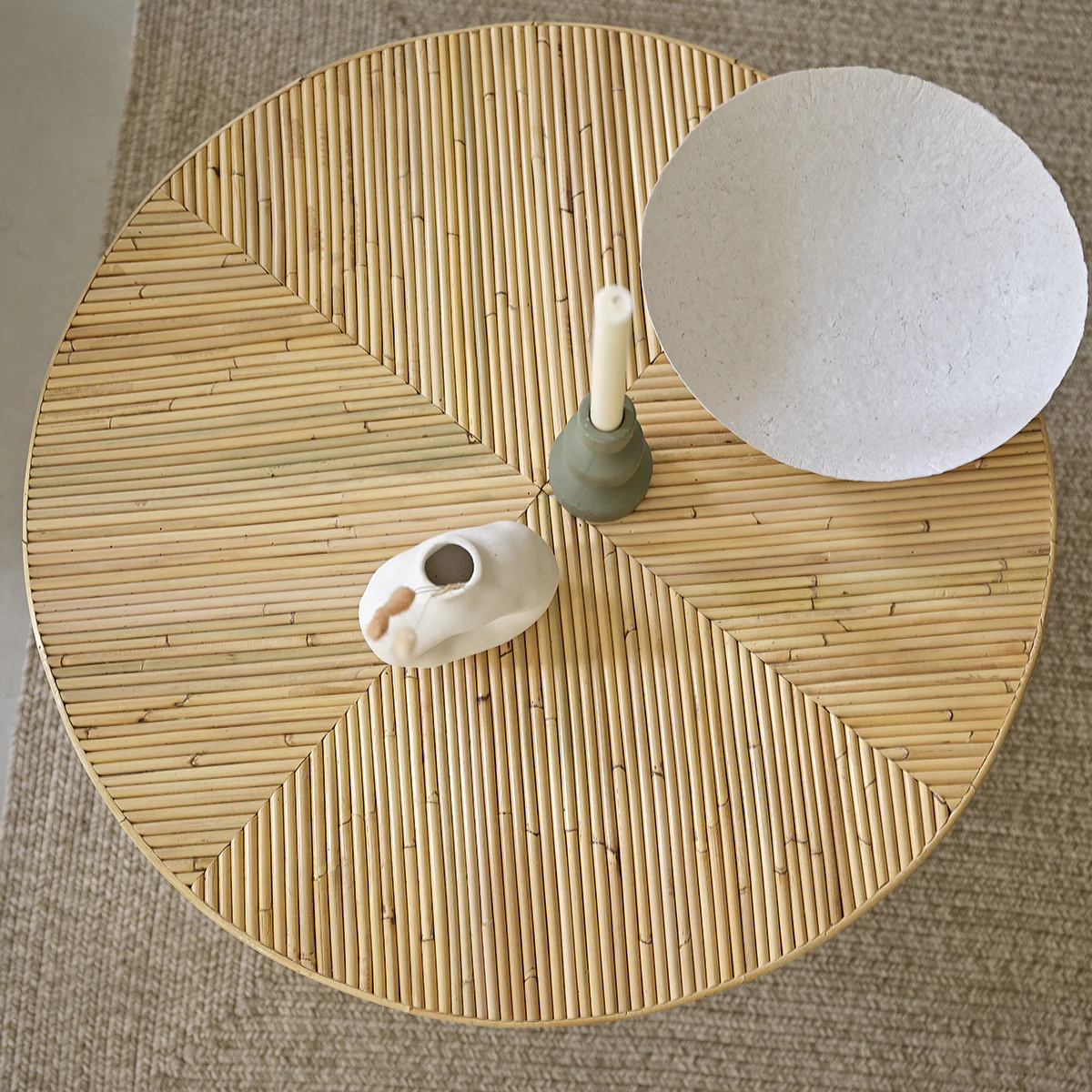 Table basse en canne de rotin Ø 80 cm - Image 4