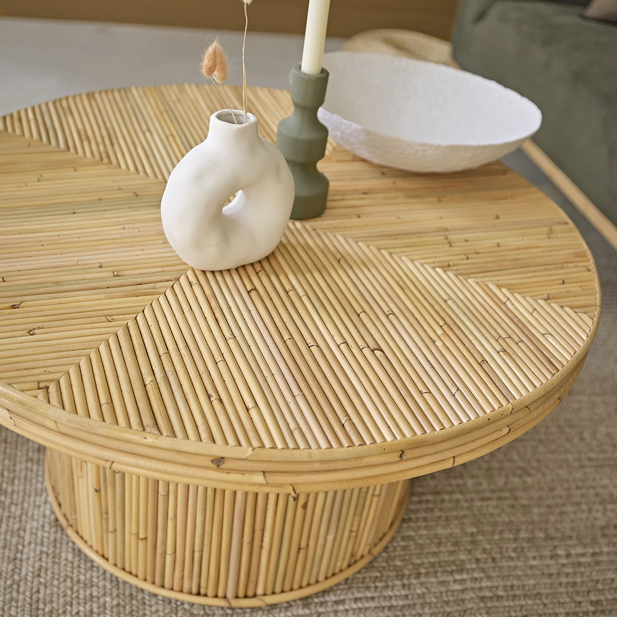 Table basse en canne de rotin Ø 80 cm - Image 5