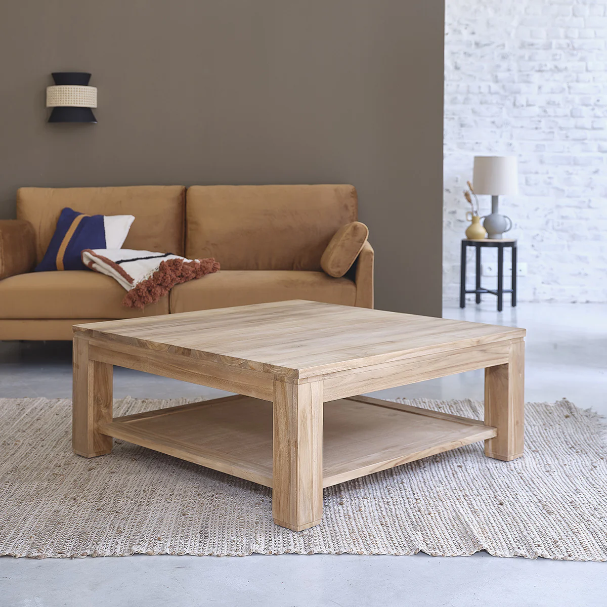 Table basse en teck massif 100 cm - Image 3