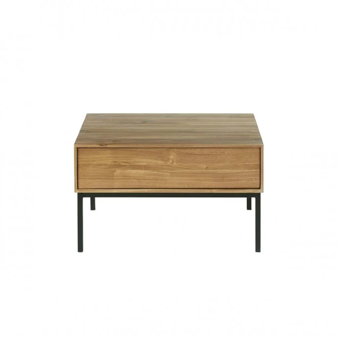 Table basse en teck massif et métal 70 cm - Image 2
