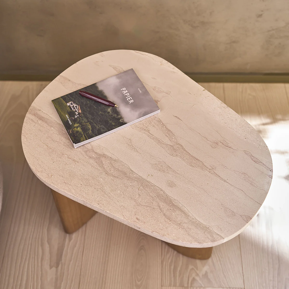 Table d'appoint en teck massif et marbre organique - Image 6