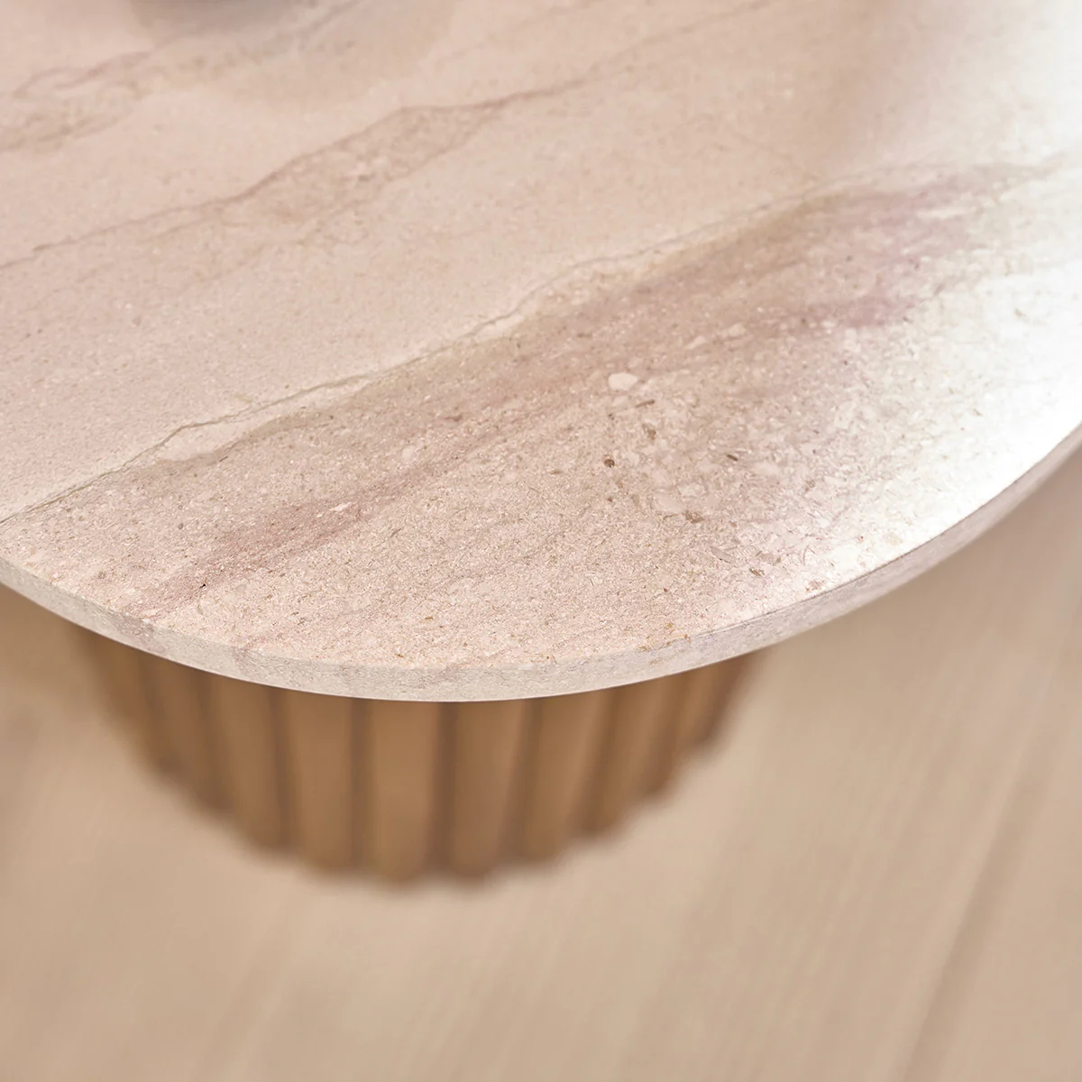 Table d'appoint en teck massif et marbre ronde - Image 4