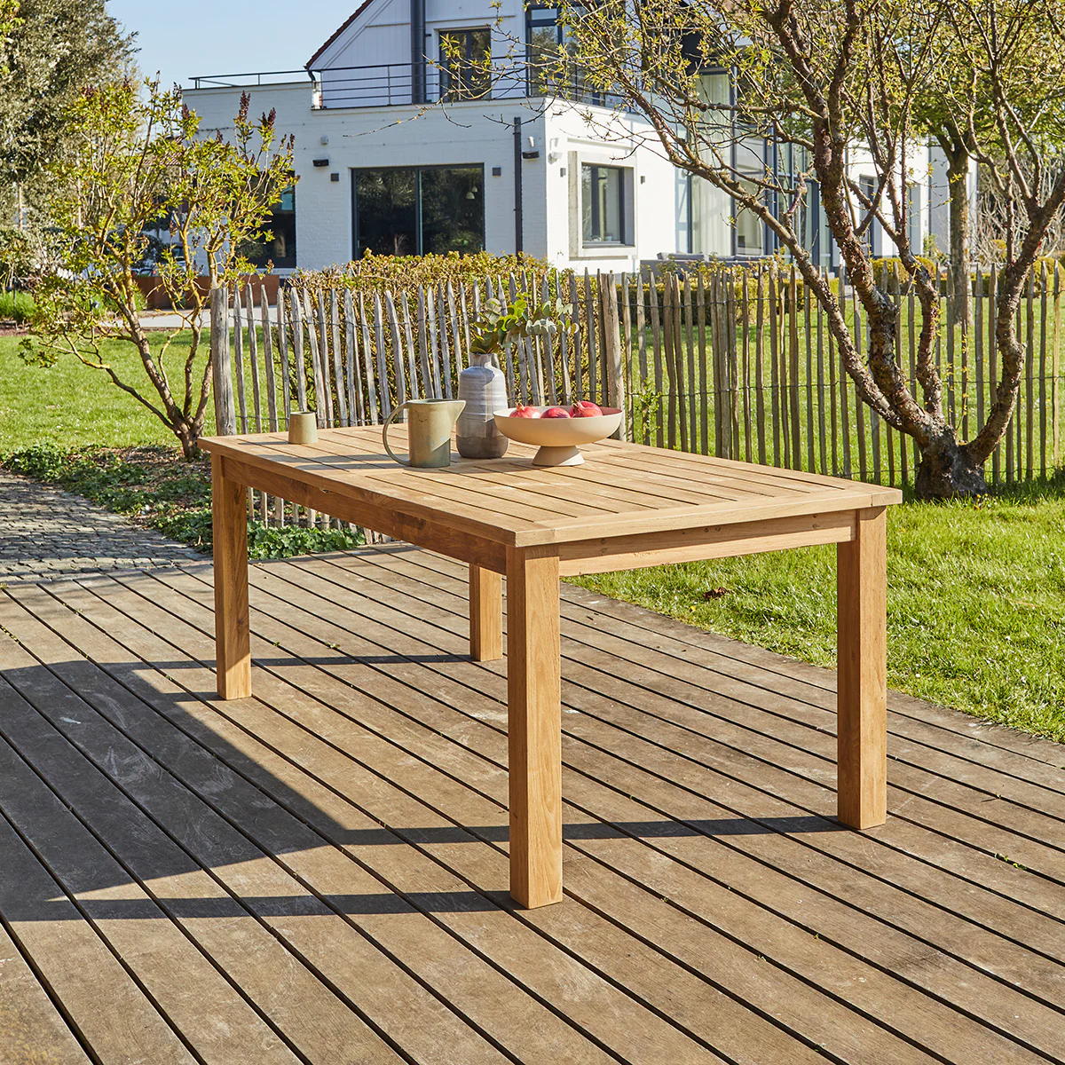 Table de jardin en teck massif recyclé extensible 8/10 pers. - Image 3