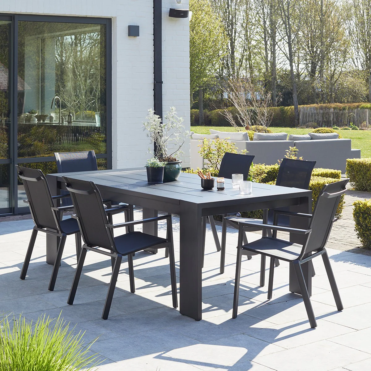 Table de jardin en aluminium noir 6 pers. - Image 6