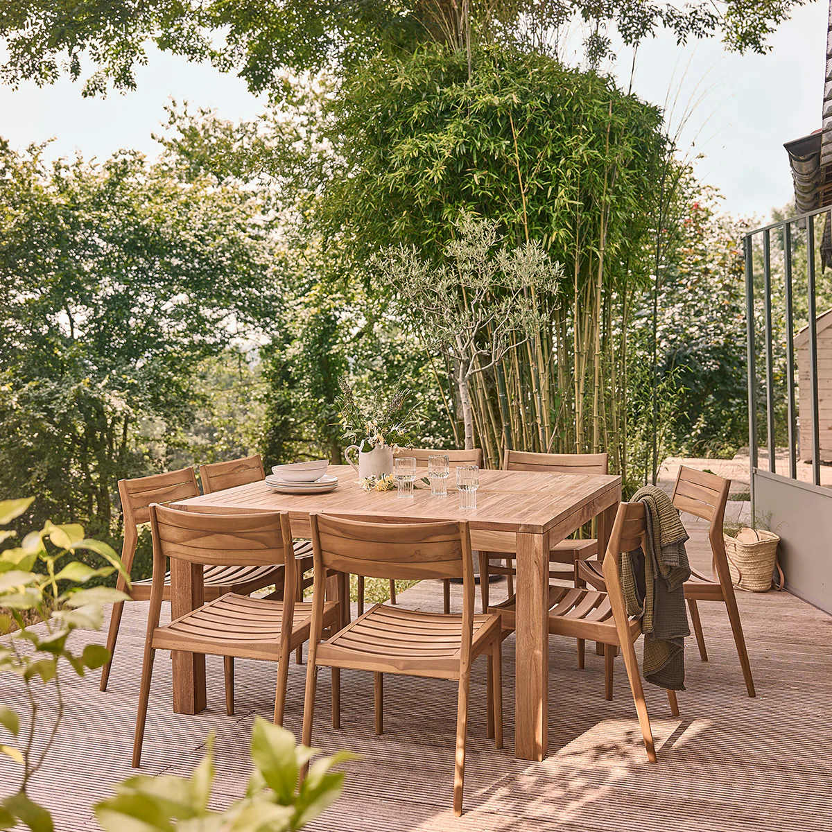 Table de jardin en teck massif 8 pers. - Image 5