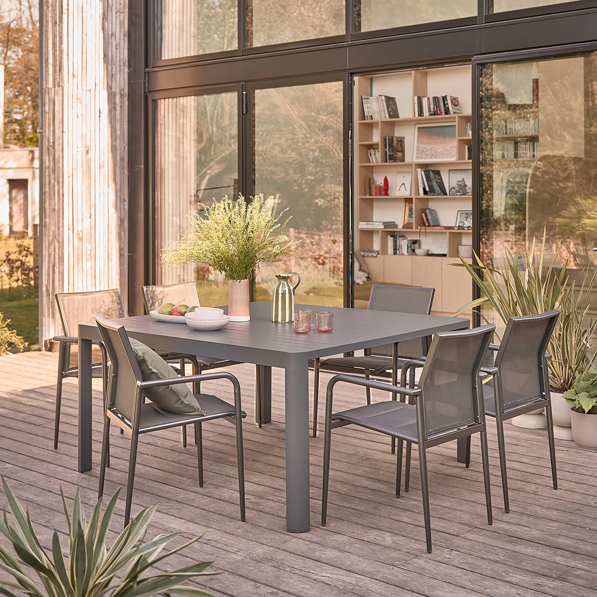 Table de jardin en aluminium carrée extensible 4/8 pers. - Image 7