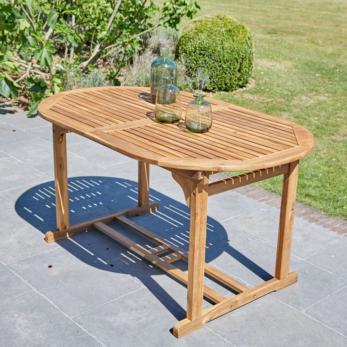 Table de jardin en acacia massif extensible ovale 6/8 pers. - Image 3