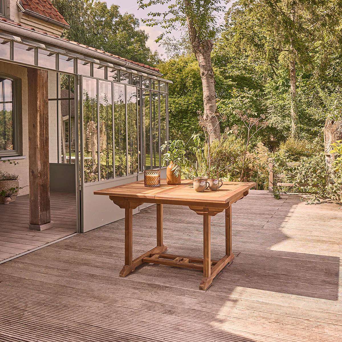 Table de jardin en teck huilé massif extensible 6/8 pers. - Image 6
