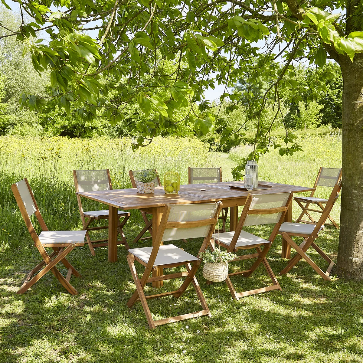Table de jardin en acacia massif extensible 8/10 pers. - Image 5
