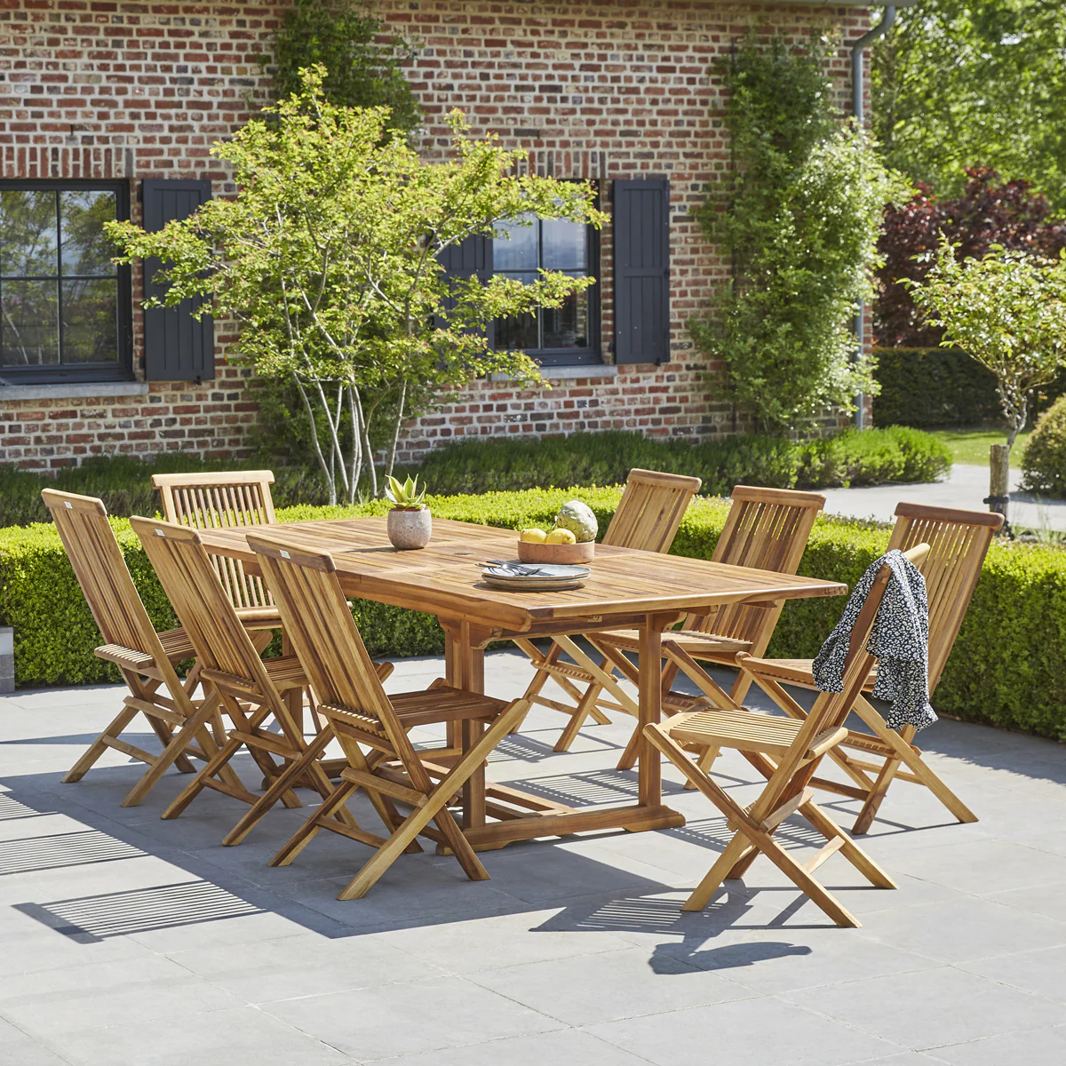 Table de jardin en teck huilé massif extensible 8/10 pers. - Image 6