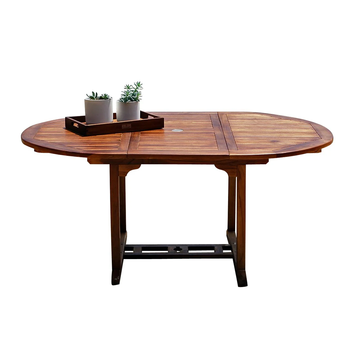 Table de jardin en teck huilé massif extensible ovale 6/8 pers. - Image 2