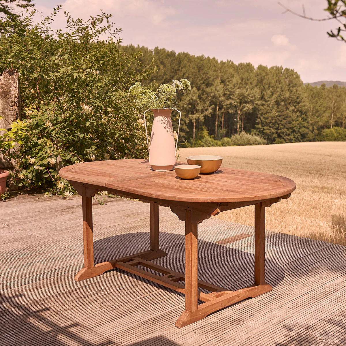 Table de jardin en teck huilé extensible ovale 8/10 pers. - Image 3