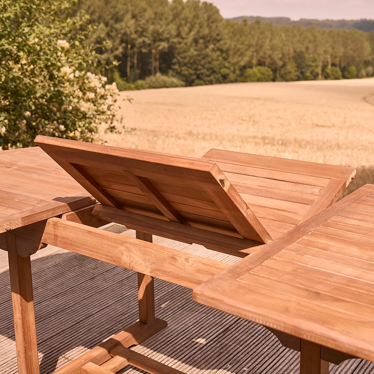 Table de jardin en teck huilé extensible ovale 8/10 pers. - Image 4