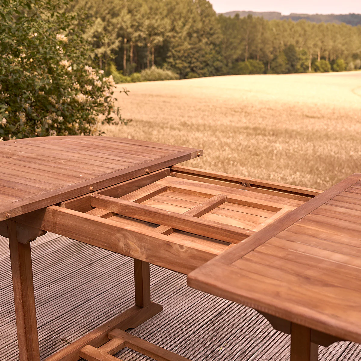 Table de jardin en teck huilé extensible ovale 8/10 pers. - Image 5