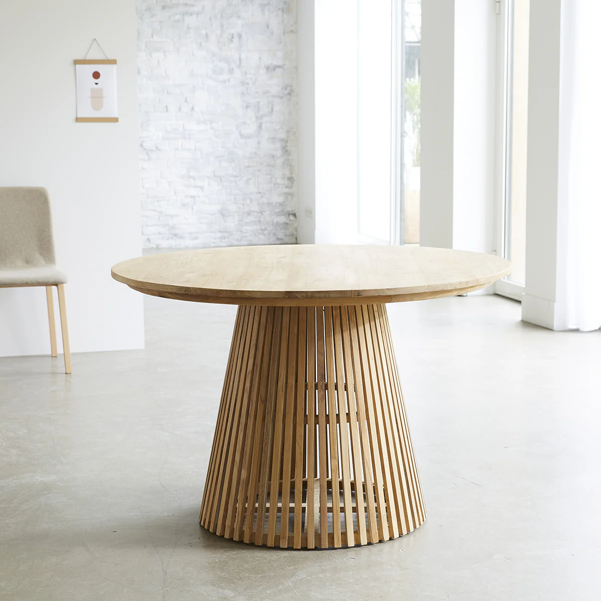Table en teck massif ronde 4 pers. - Image 6