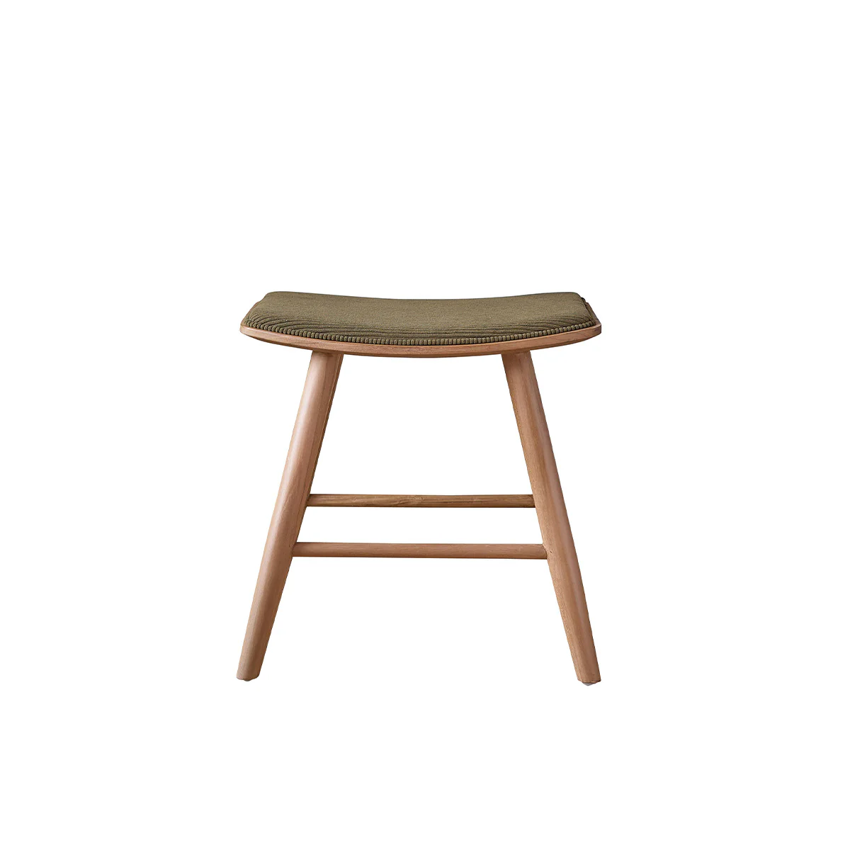 Tabouret de bar en bois de teck assise velours côtelé 45 cm - Image 2