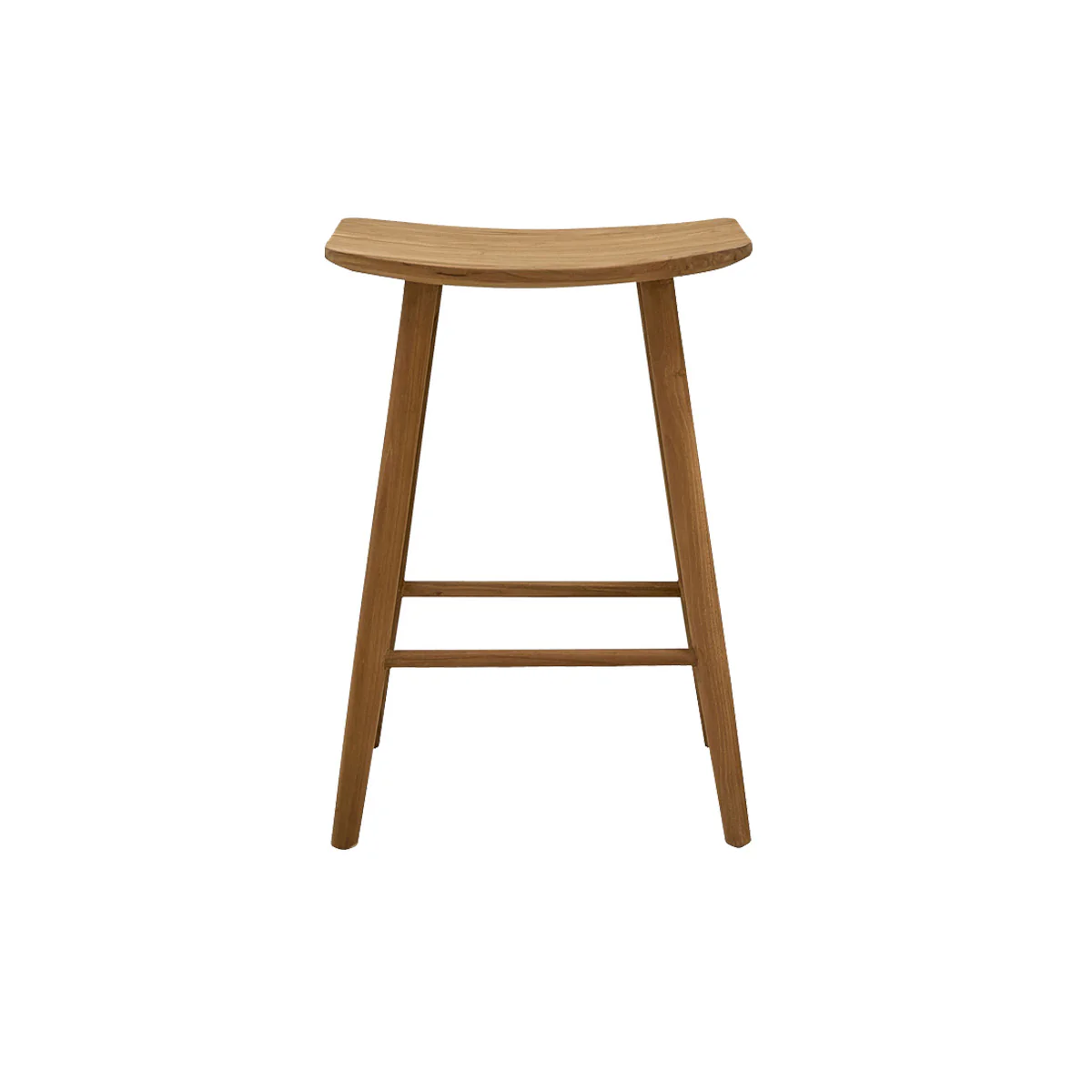 Tabouret de bar en teck massif 65 cm - Image 2